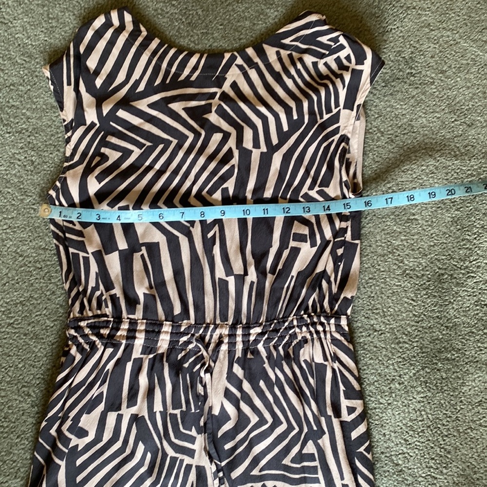 Blue & White Geometric Lined Pattern Dress - image 2